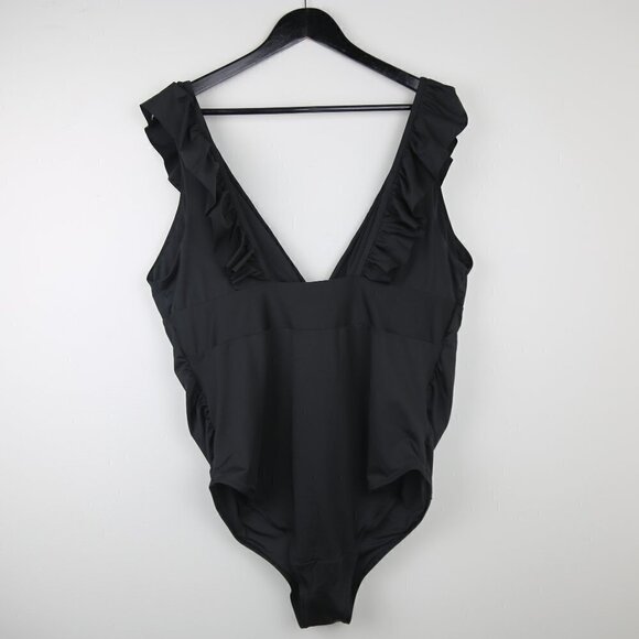 H&M Mama Ruffle Trimmed One Piece Swimsuit Black Size XL - Picture 6 of 10